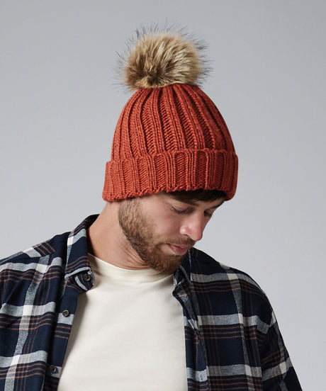 Beechfield Fur Pop Pom Chunky Beanie