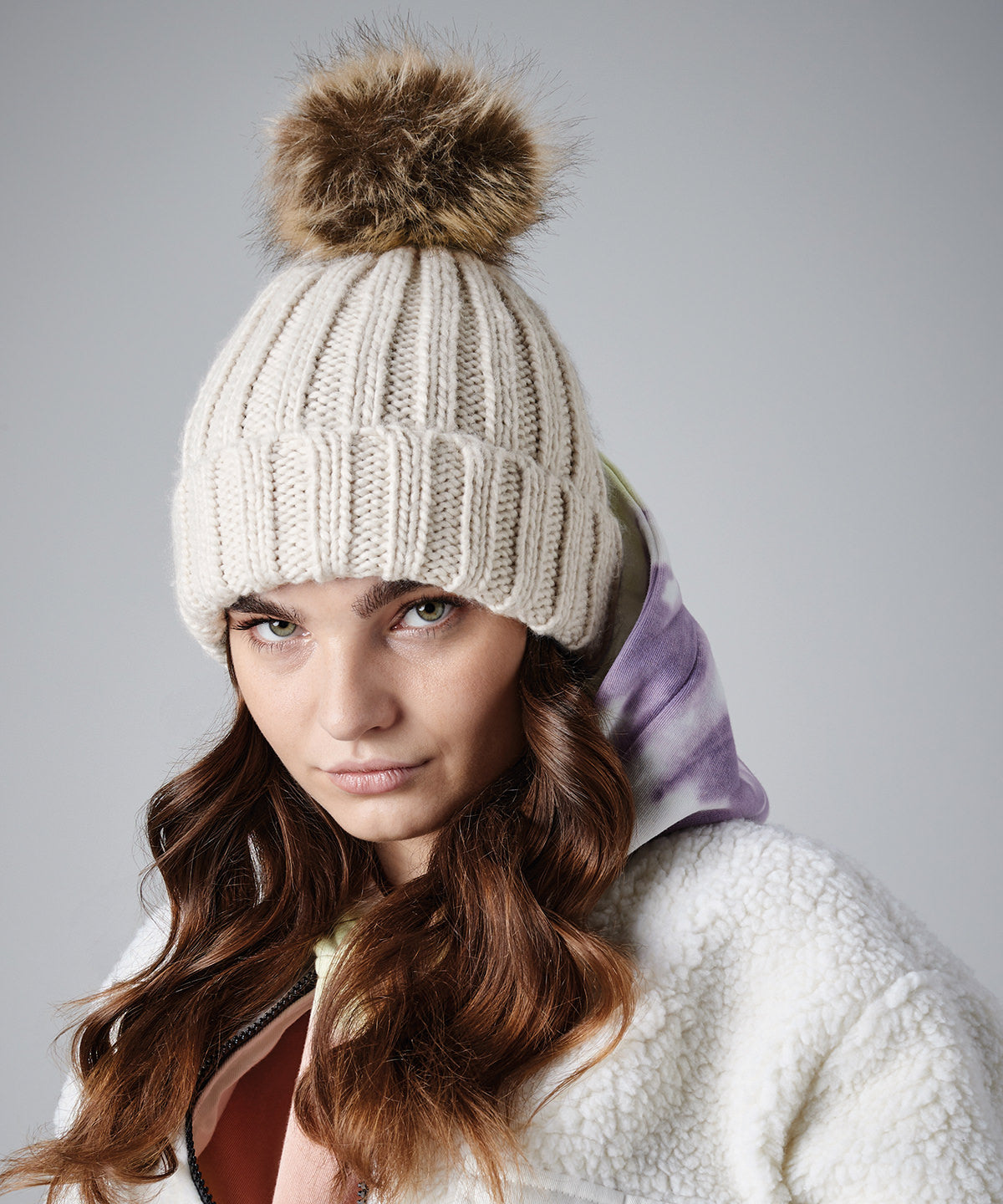 Beechfield Fur Pop Pom Chunky Beanie