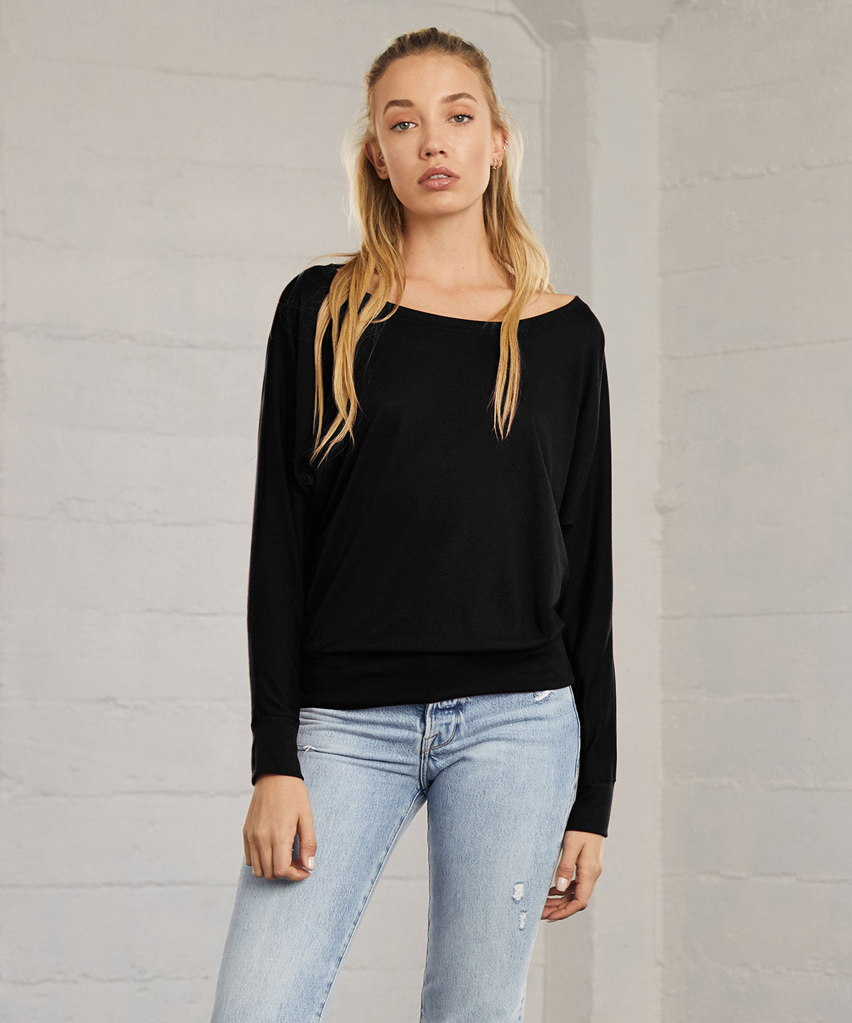 Bella Canvas Flowy Off-The-Shoulder Long Sleeve T-Shirt