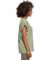 Build Your Brand Women's Extended Shoulder Tee - Soft Salvia