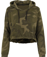 Build Your Brand Women's Camo Cropped Hoodie