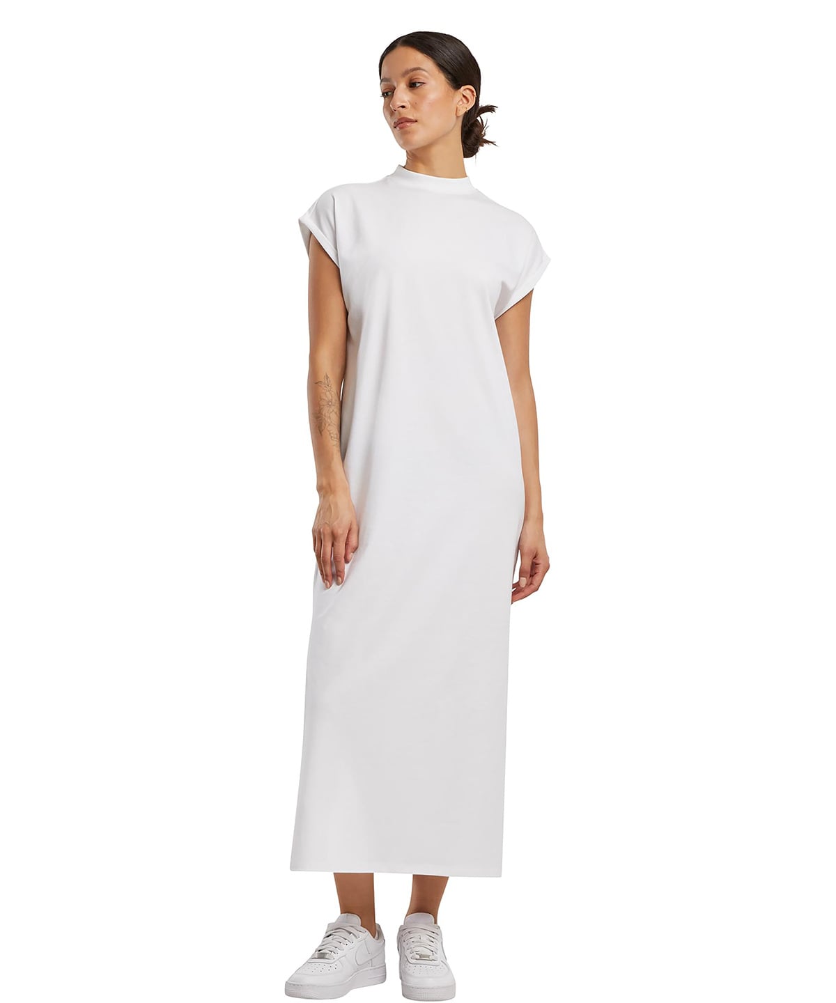 Build Your Brand BY302 Women’s Long Extended Shoulder Dress
