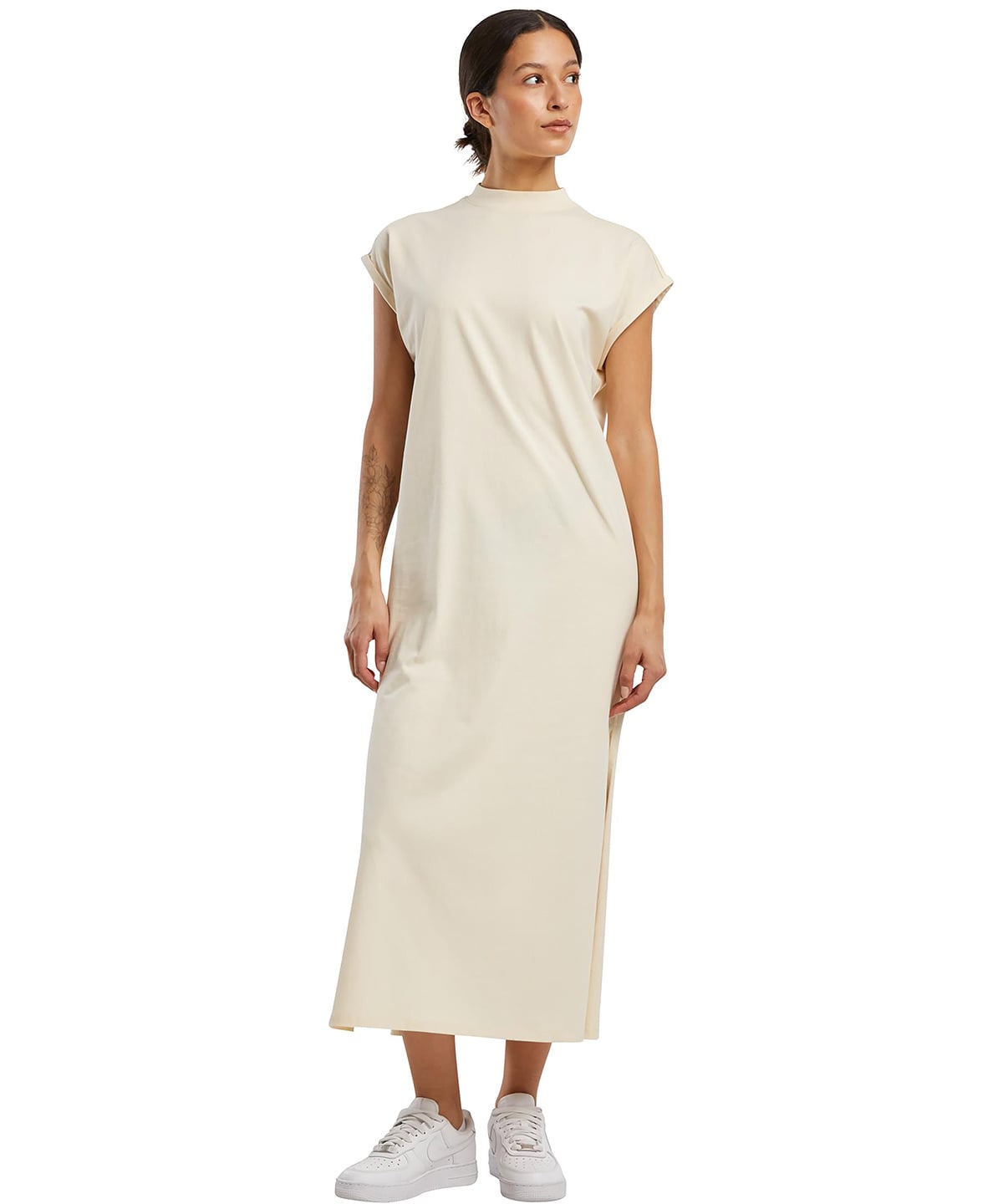 Build Your Brand BY302 Women’s Long Extended Shoulder Dress