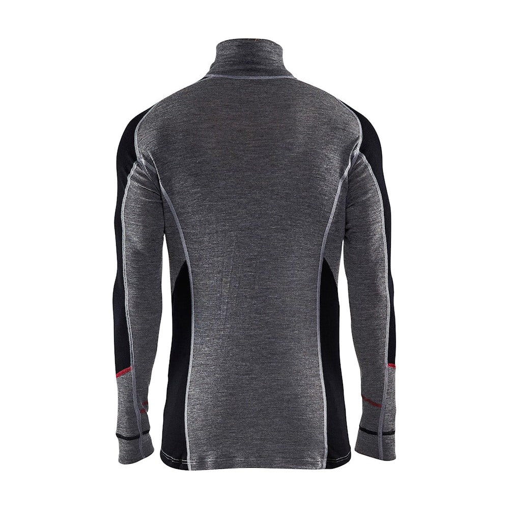 Blaklader Underwear Zip-Neck Top Xwarm, 100% Merino 4699 #colour_mid-grey-black