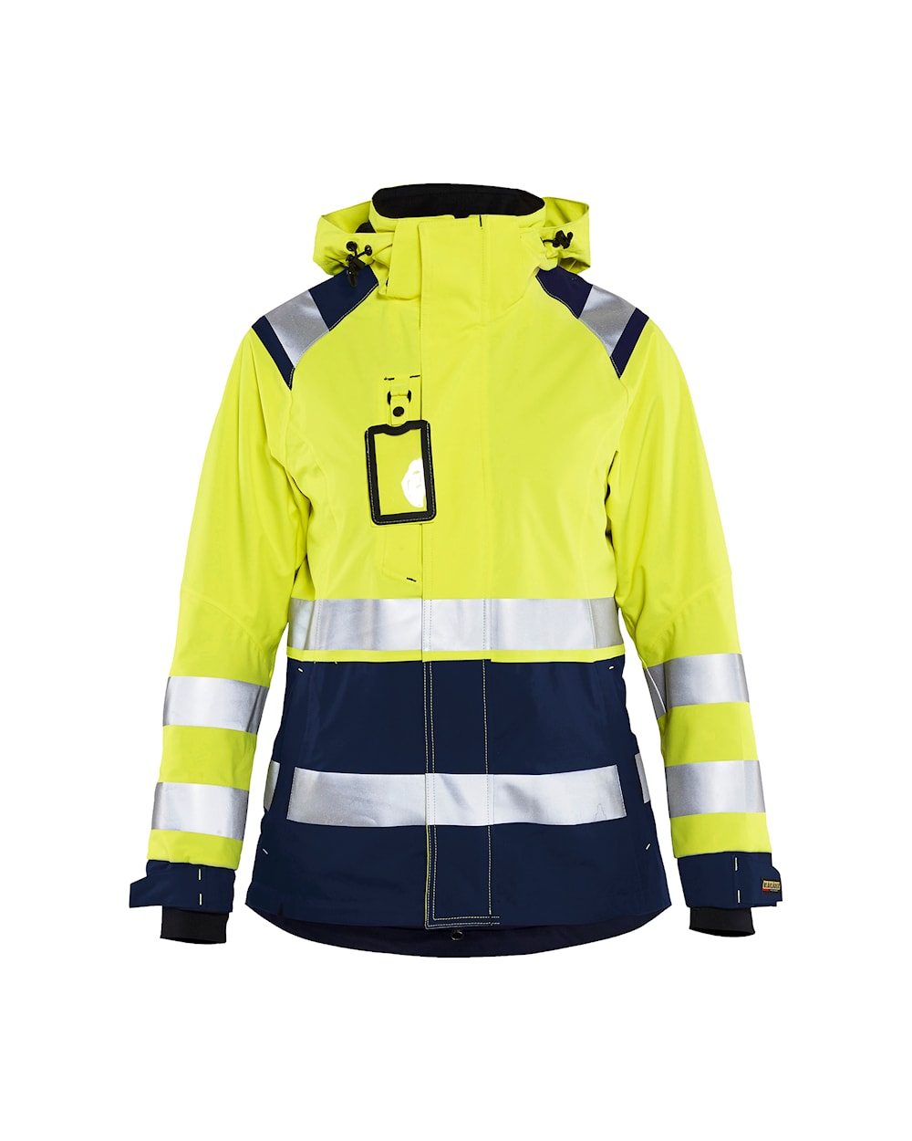 Blaklader Women's Hi-Vis Shell Jacket 4904 #colour_hi-vis-yellow-navy-blue