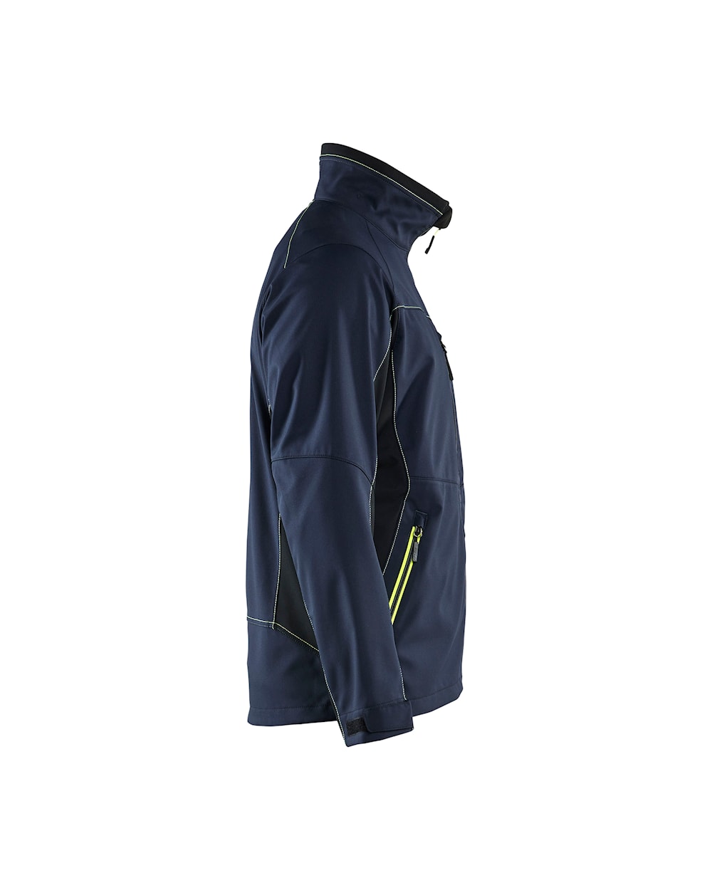 Blaklader Softshell Jacket 4950 #colour_dark-navy-blue-hi-vis-yellow