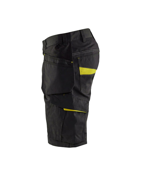 Blaklader Service Shorts with Nailpockets 1494 #colour_black-hi-vis-yellow