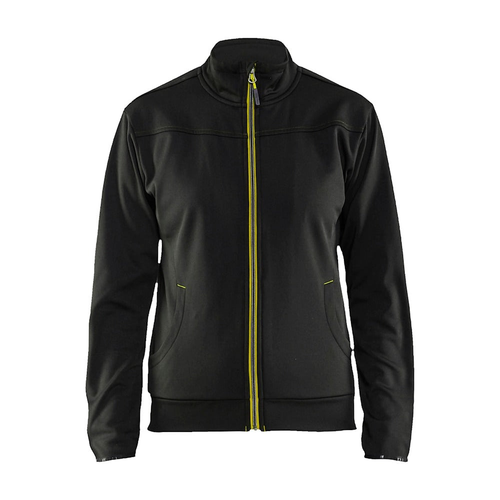 Blaklader Women's Sweatshirt with Full Zip 3394 #colour_black-hi-vis-yellow