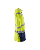 Blaklader Rain Jacket Hi-Vis Level 1 4324 #colour_hi-vis-yellow-navy-blue