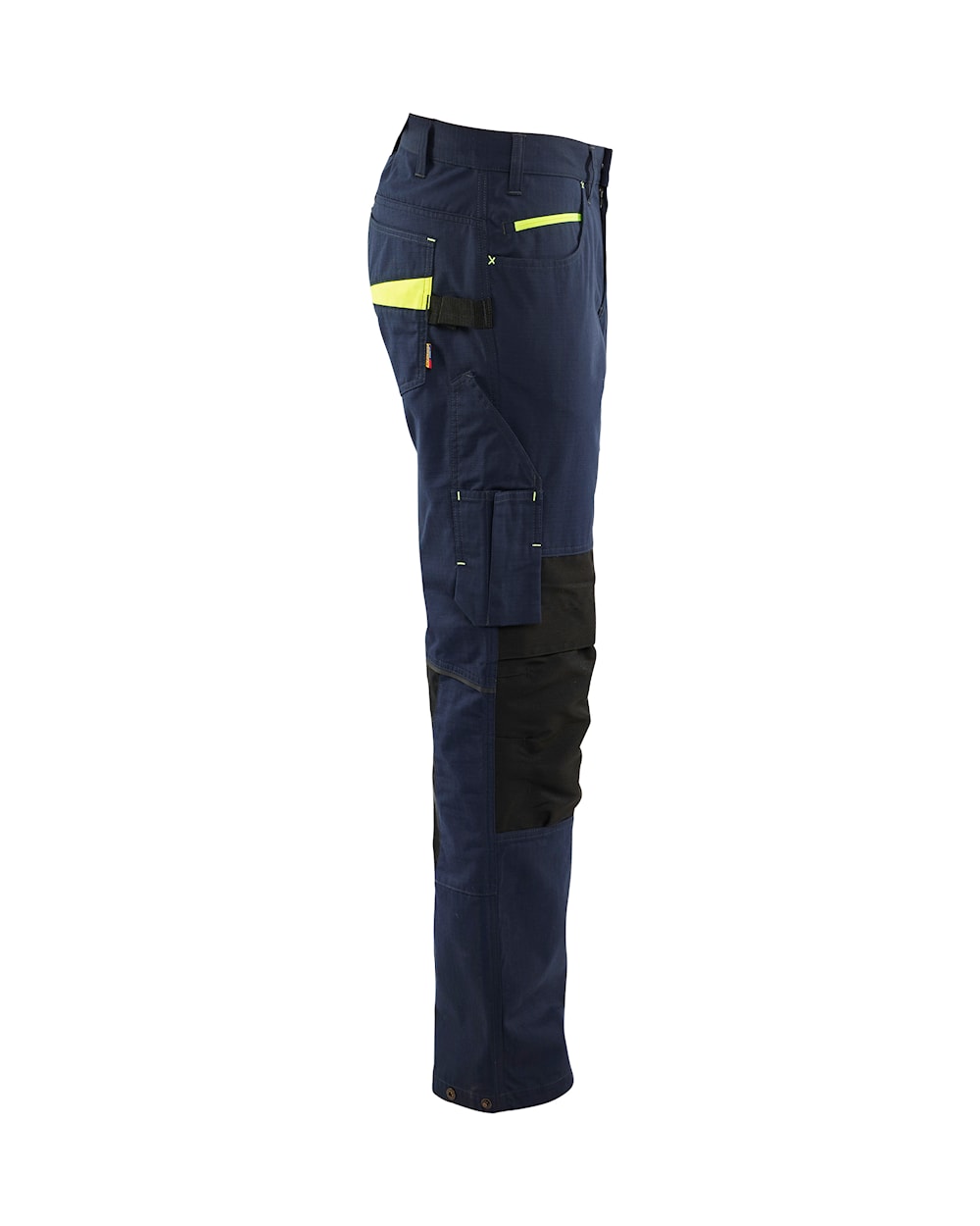 Blaklader Service Trousers with Stretch 1495 #colour_dark-navy-blue-hi-vis-yellow