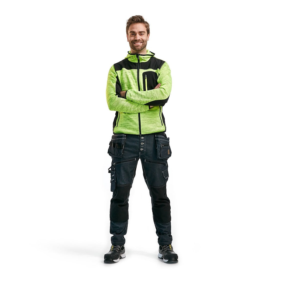 Blaklader Knitted Jacket 4930 #colour_hi-vis-yellow-black