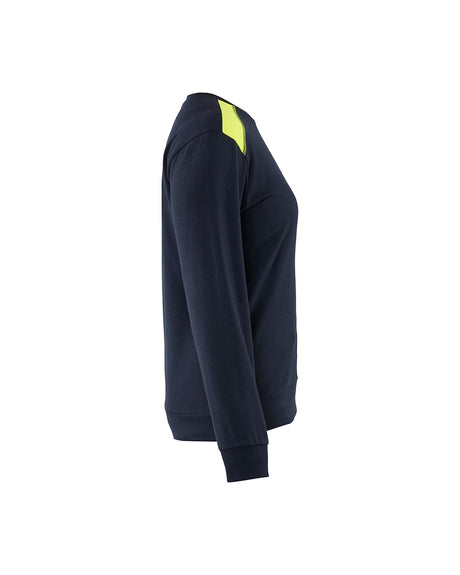 Blaklader Sweatshirt Women 3408 #colour_dark-navy-blue-hi-vis-yellow