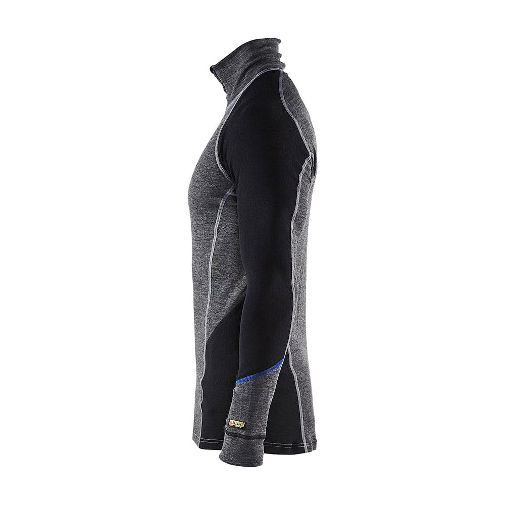 Blaklader Underwear Zip-Neck Top Warm 100% Merino 4899 #colour_mid-grey-black