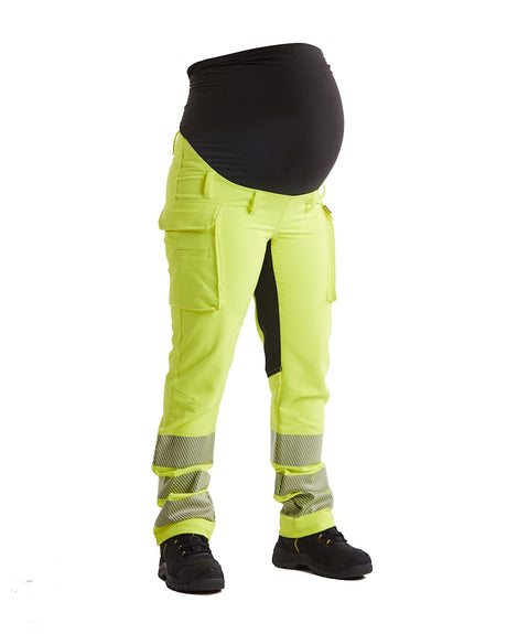 Blaklader Women's Hi-Vis 4-Way Stretch Maternity Trousers 7100 #colour_hi-vis-yellow-black