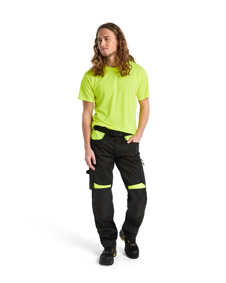 Blaklader Trousers without Nail Pockets 1556 #colour_black-hi-vis-yellow