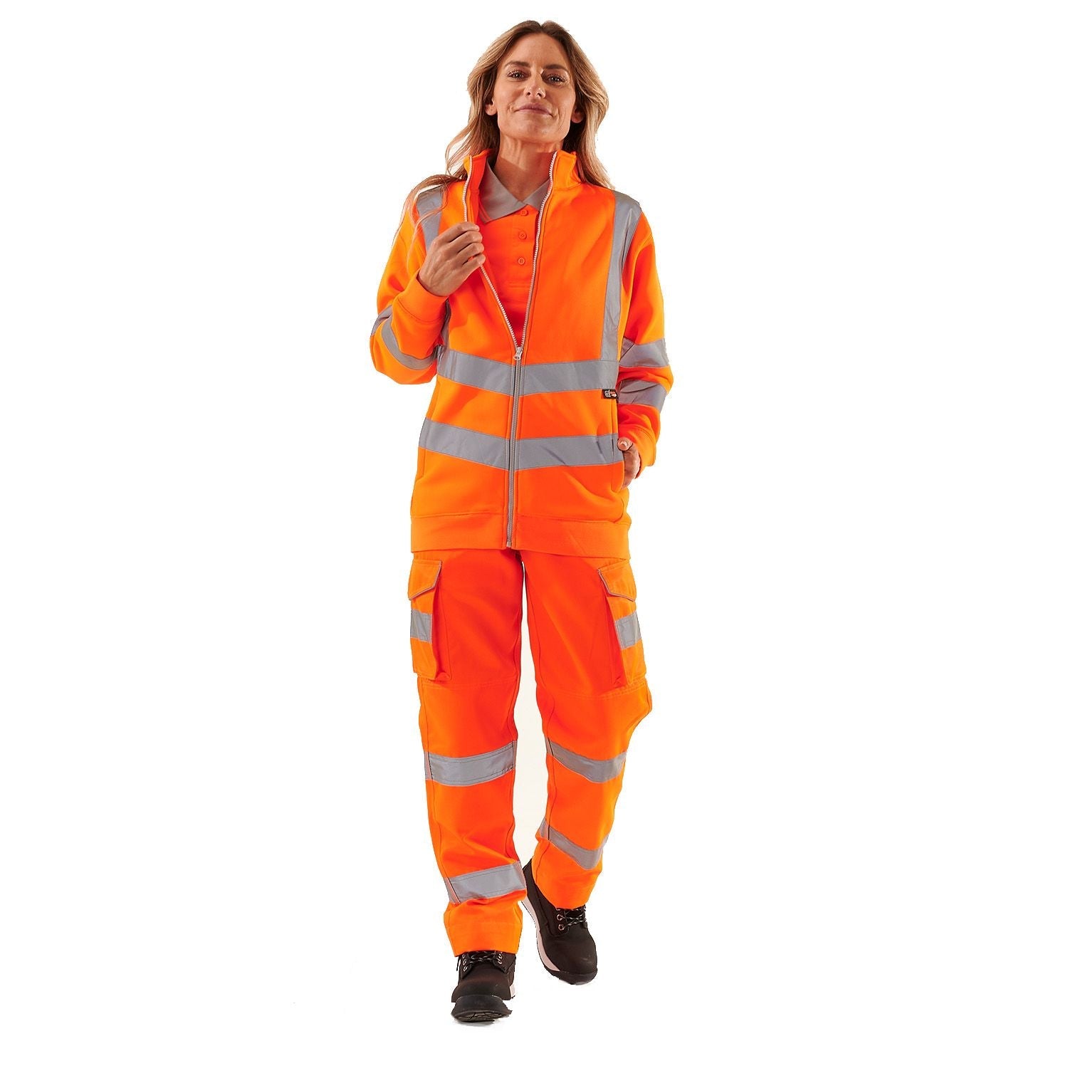 Supertouch Ladies Hi Vis Orange Eshaal Zipped Sweatshirt
