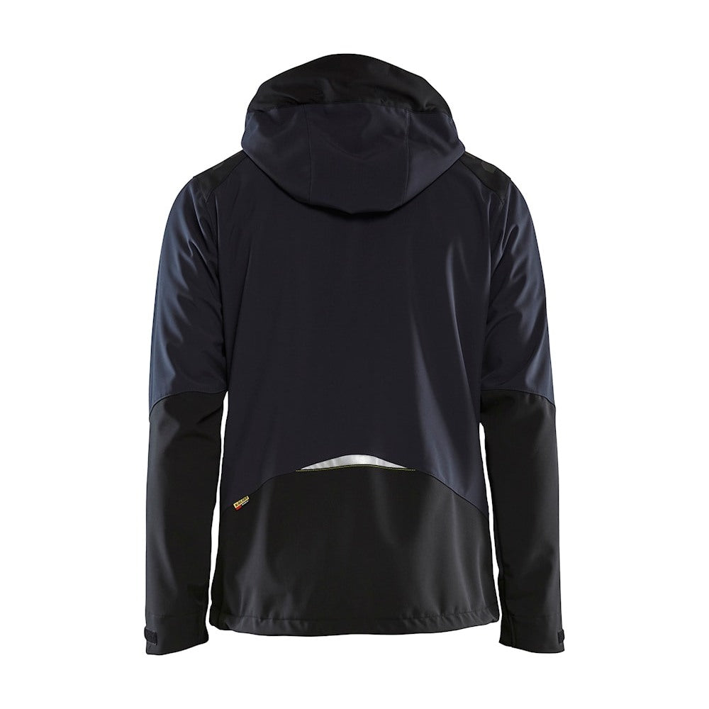 Blaklader Softshell Jacket 4749 #colour_dark-navy-blue-hi-vis-yellow