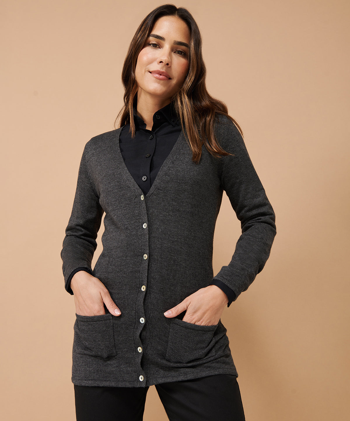 Henbury Women's V-Button Cardigan