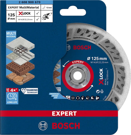 Bosch Professional X-LOCK Diamond Cutting Disc - MultiMaterial, 125 x 22.23 x 2.4 x 12 mm