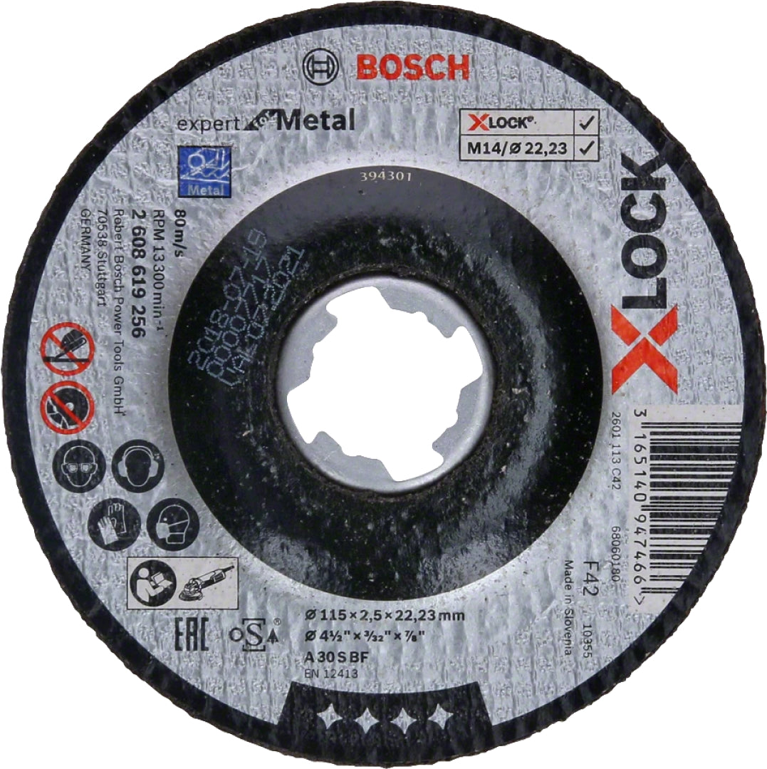 Bosch Professional X-LOCK Expert Depressed Cutting Disc for Metal - 115x2.5x22.23 A 30 S BF