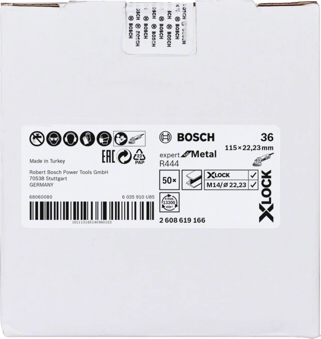 Bosch Professional X-LOCK Fibre Sanding Discs - 115mm G36 R444 Expert for Metal