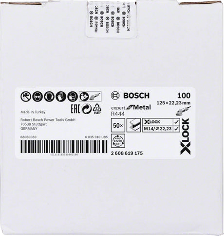 Bosch Professional X-LOCK Fibre Sanding Discs - 125mm G100 R444 Expert for Metal