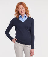 Russell Collection Women's V-Neck Knitted Sweater