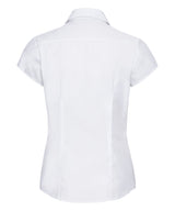 Russell Collection Women's Cap Sleeve Polycotton Easycare Fitted Poplin Shirt