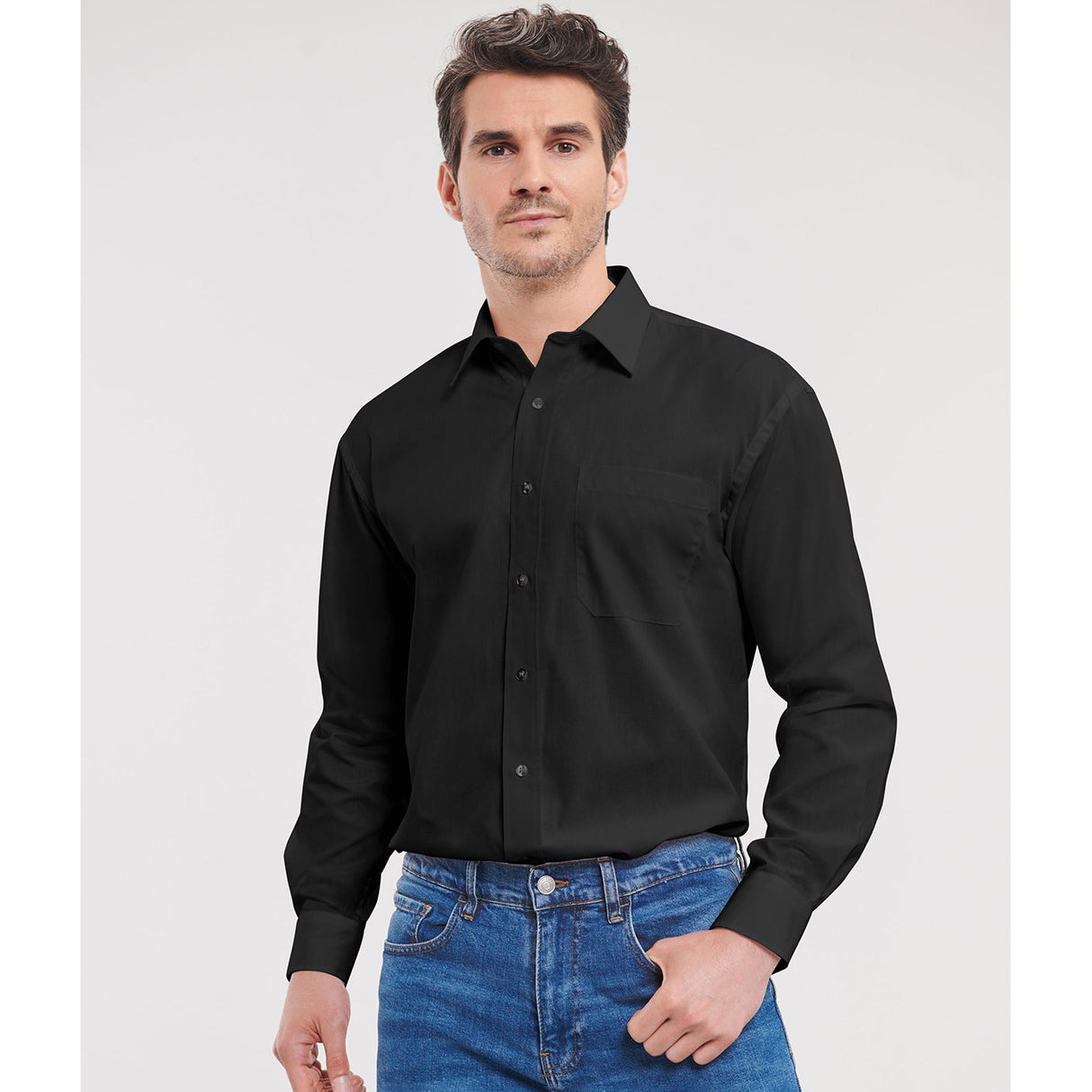 Russell Collection Long Sleeve Pure Cotton Easycare Poplin Shirt