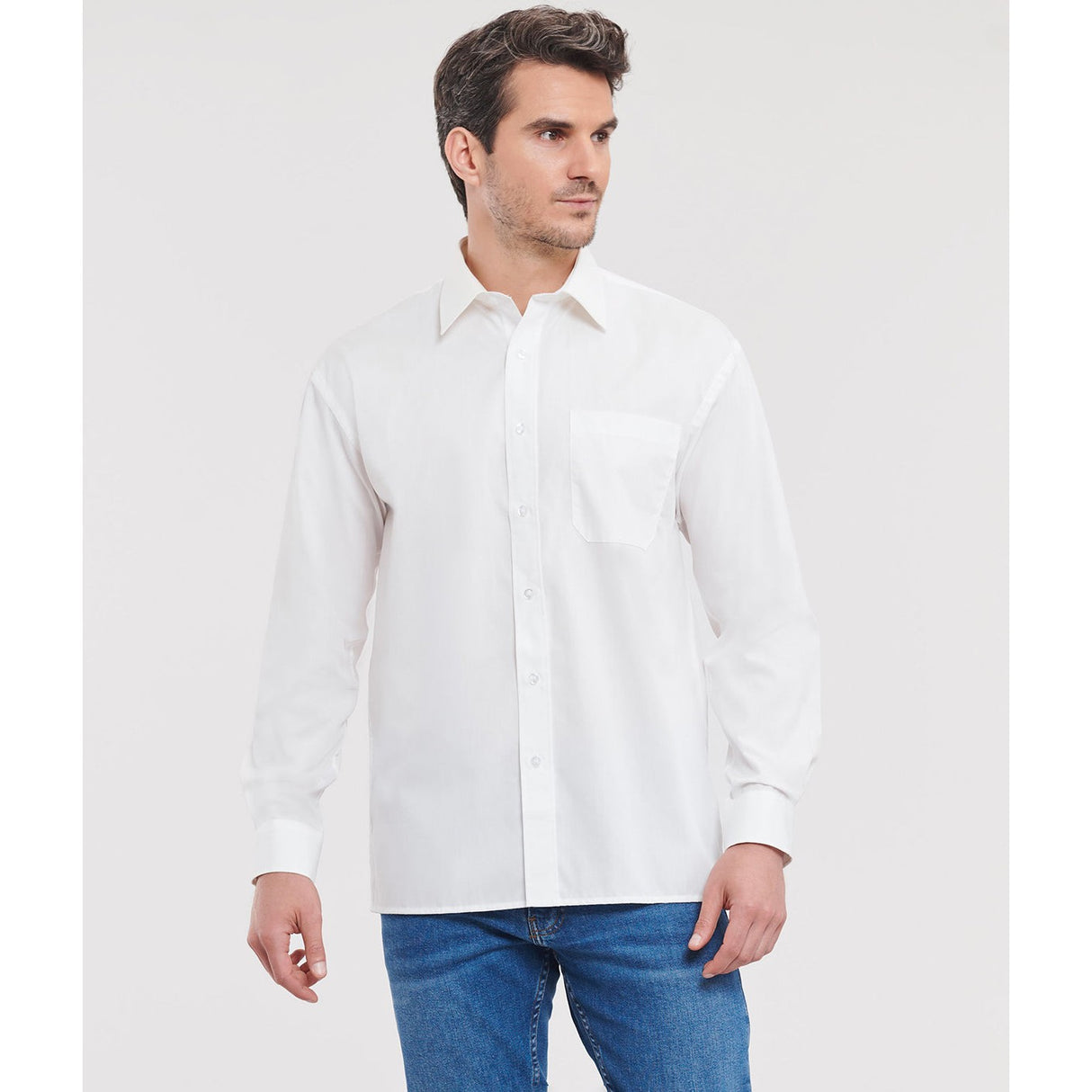 Russell Collection Long Sleeve Pure Cotton Easycare Poplin Shirt