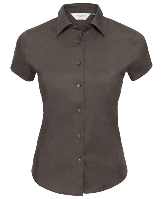 Russell Collection Women's Short Sleeve Easycare Fitted Stretch Shirt