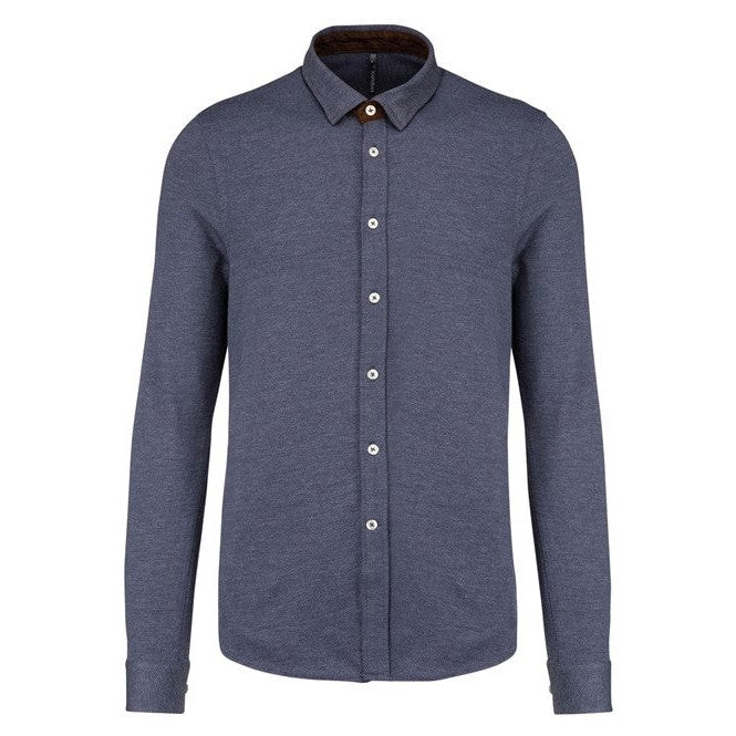 Kariban Long-Sleeved Jacquard Knit Shirt