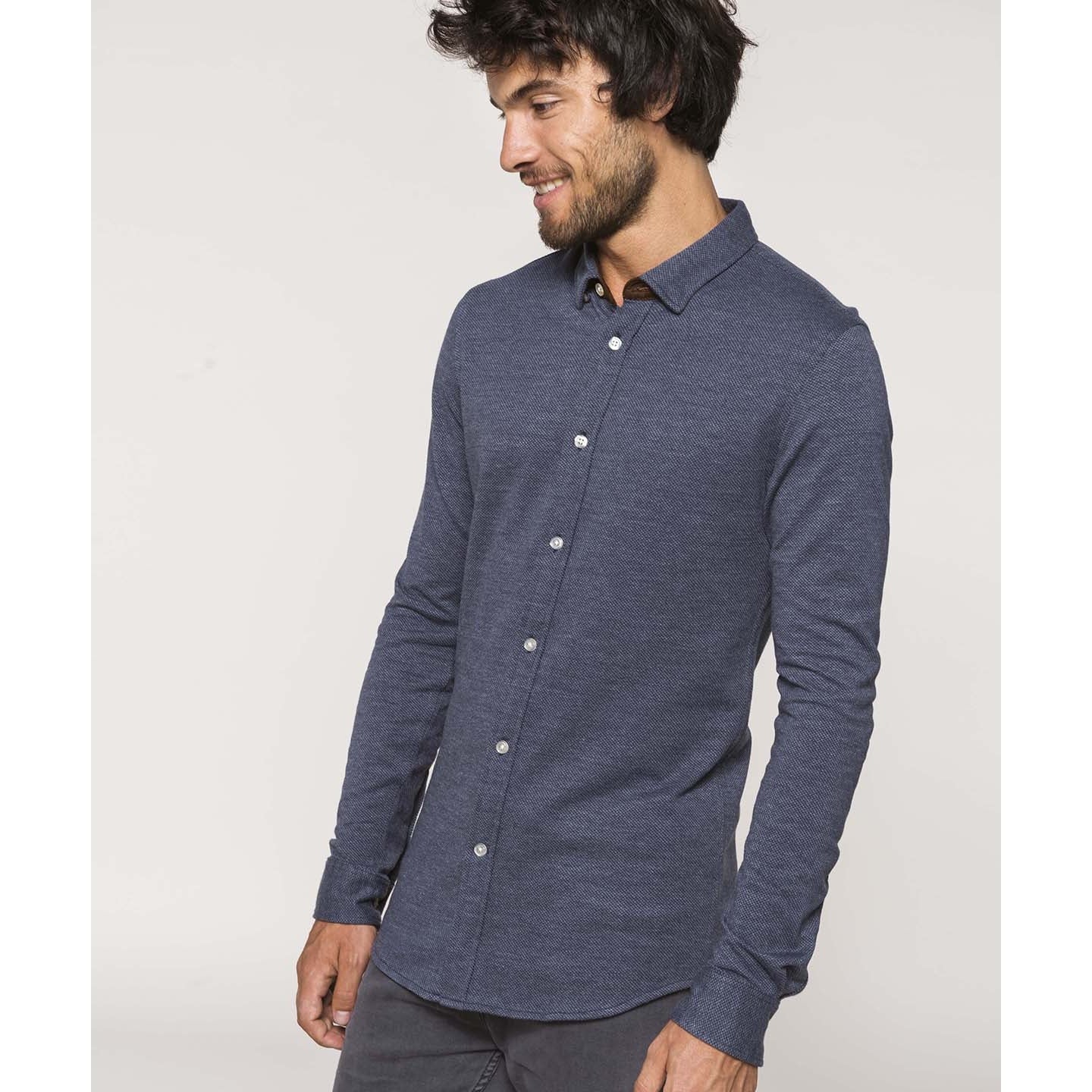 Kariban Long-Sleeved Jacquard Knit Shirt