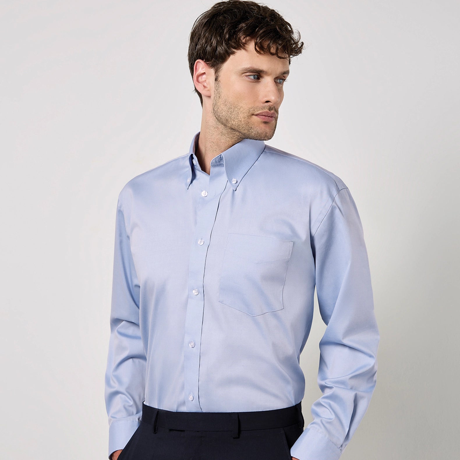 Kustom Kit Corporate Oxford Shirt Long-Sleeved (Classic Fit) - Light Blue
