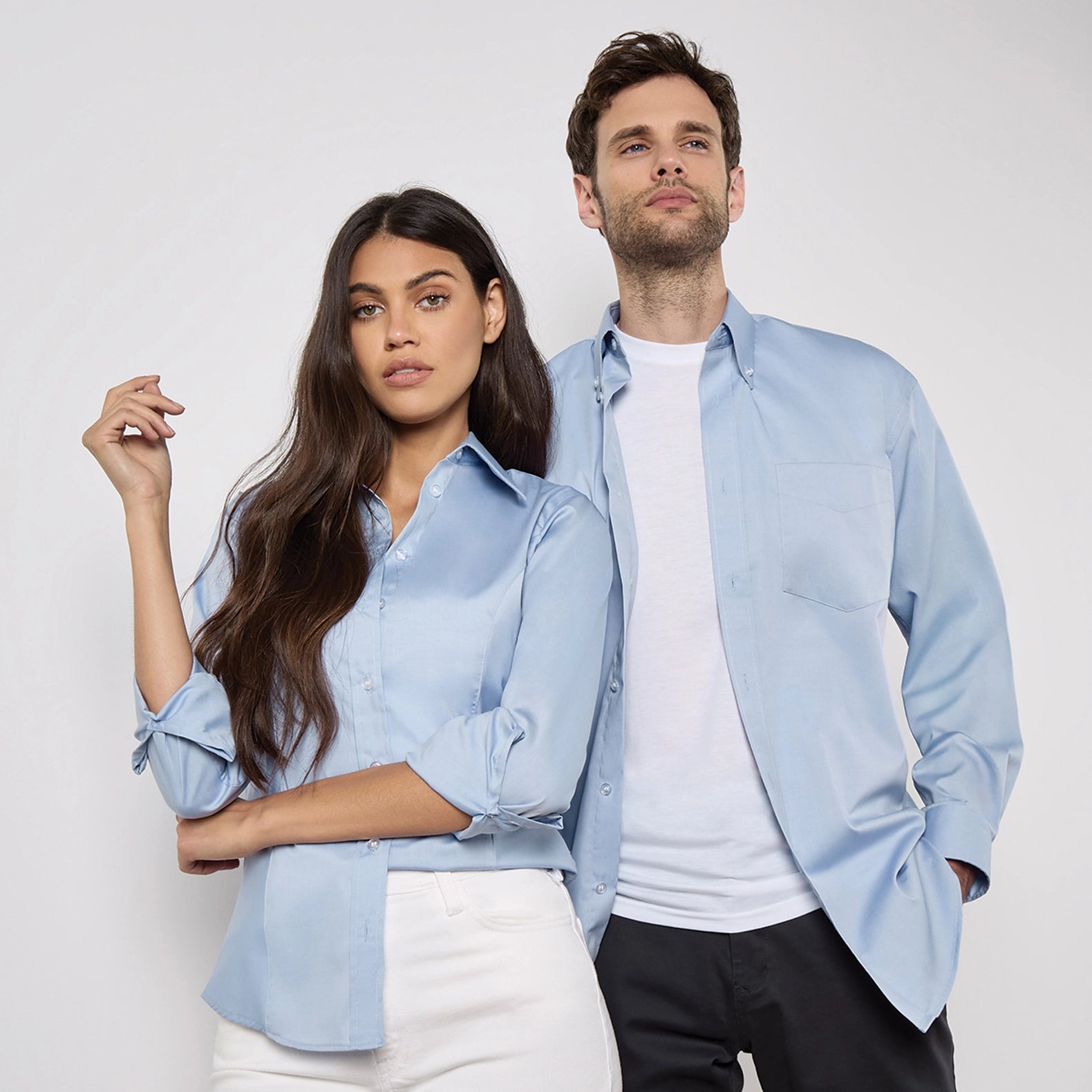 Kustom Kit Corporate Oxford Shirt Long-Sleeved (Classic Fit) - Light Blue