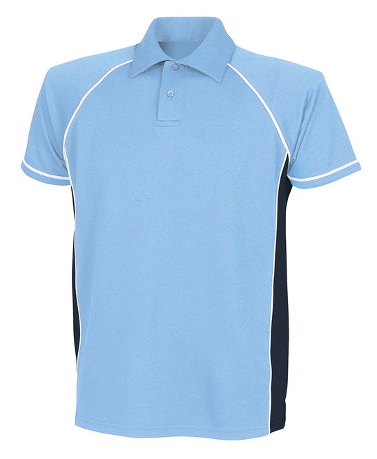 Finden & Hales Piped Performance Polo - Sky/Navy/White