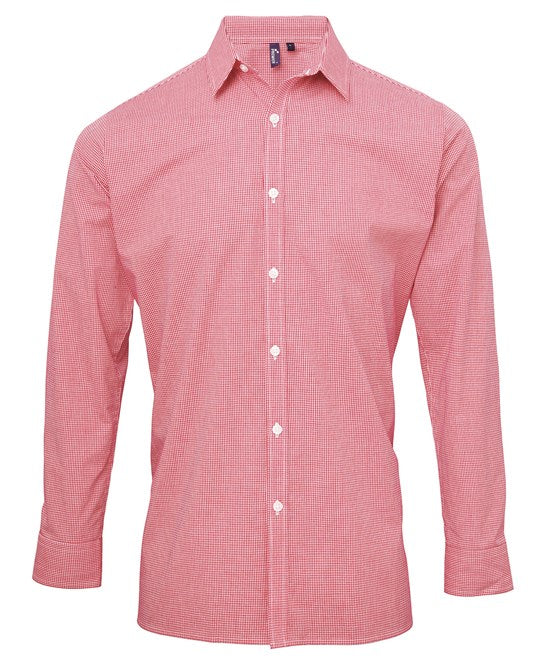 Premier Microcheck (Gingham) Long Sleeve Cotton Shirt