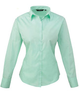 Premier Women's Poplin Long Sleeve Blouse - Aqua