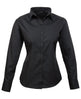 Premier Women's Poplin Long Sleeve Blouse - Black