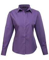 Premier Women's Poplin Long Sleeve Blouse - Purple