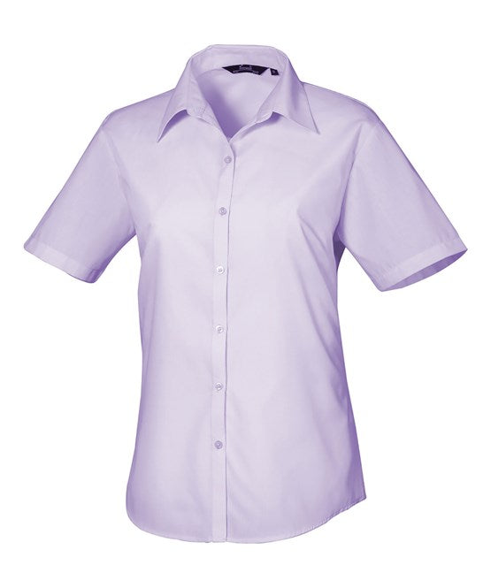 Premier Women's Short Sleeve Poplin Blouse - Lilac