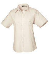 Premier Women's Short Sleeve Poplin Blouse - Natural