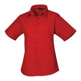 Premier Women's Short Sleeve Poplin Blouse - Red