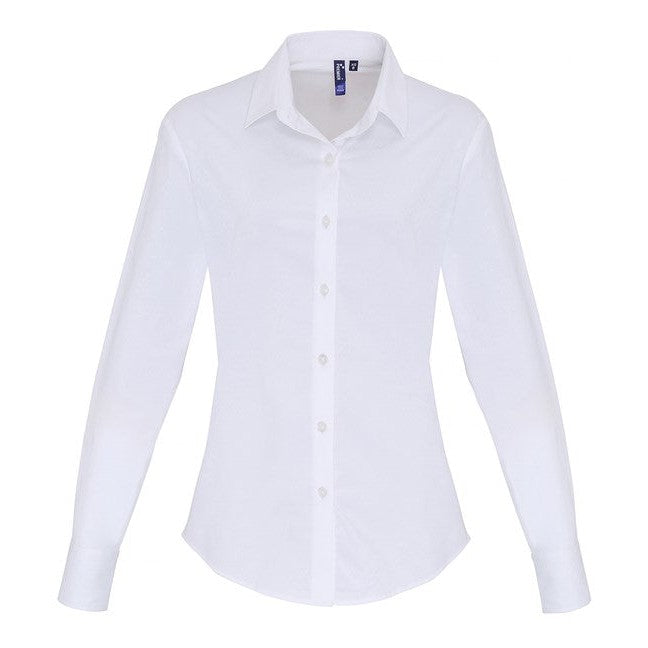 Premier Women's Stretch Fit Cotton Poplin Long Sleeve Blouse