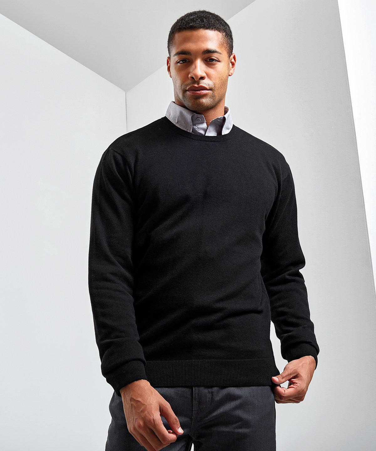 Premier Crew Neck Cotton-Rich Knitted Sweater