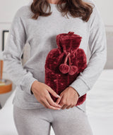 Ribbon Luxury Classic Faux Fur Hot Water Bottle And Cover