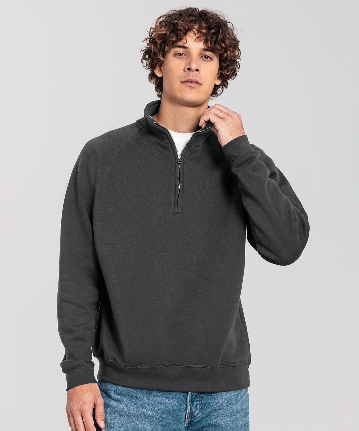Fruit of the Loom SS444 Iconic Premium Zip-Neck Sweat