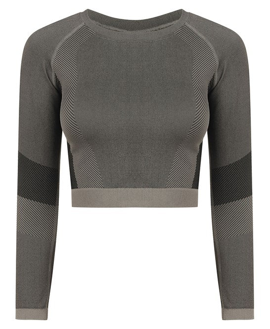 Tombo Women's Seamless Panelled Long Sleeve Crop Top