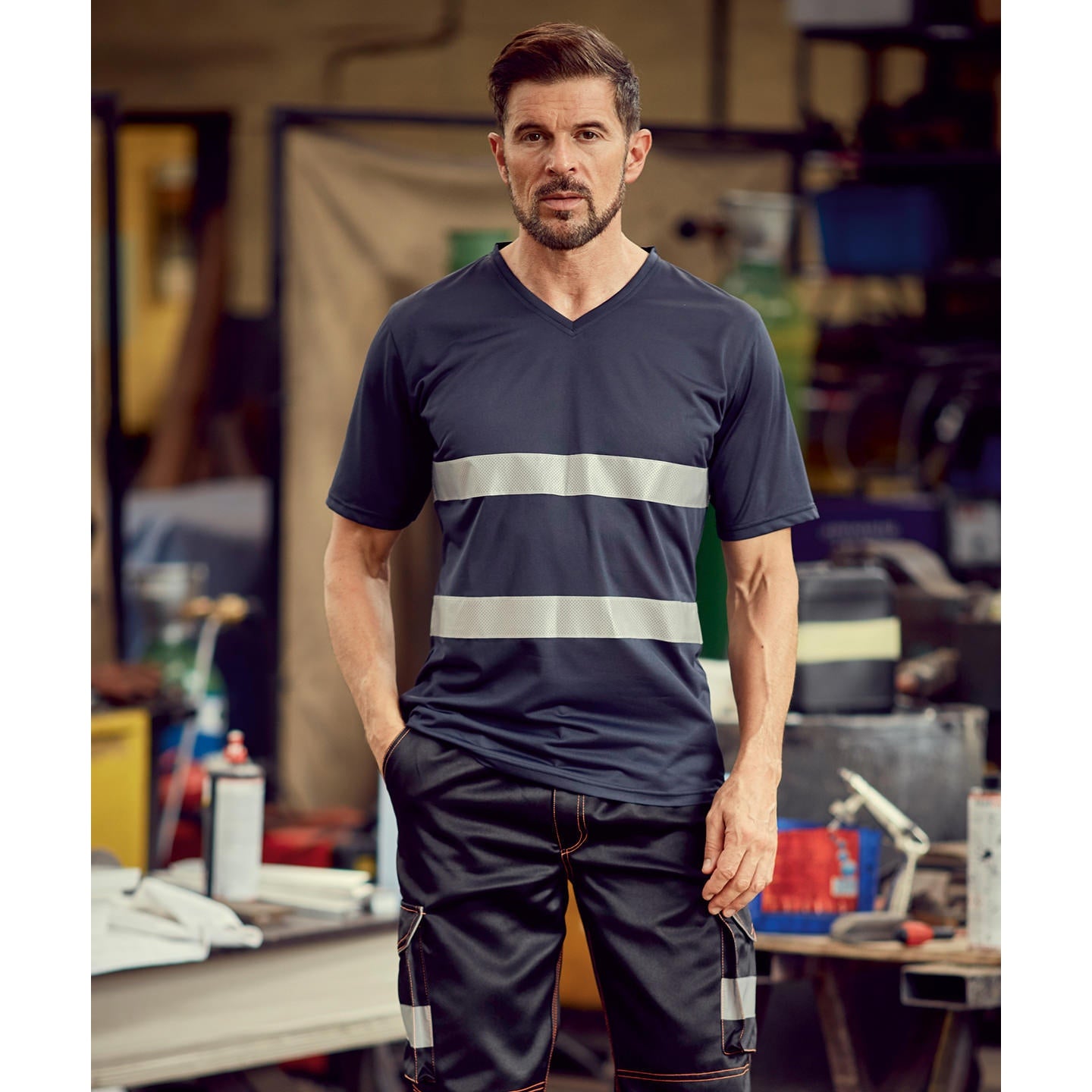 Yoko Hi-Vis Top Cool Super Light V-Neck T-Shirt