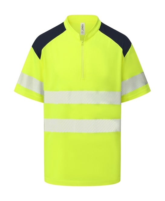 Yoko YK053 Hi-Vis Mandarin Collar Zip Neck Comfort Trim Polo (hvj230)